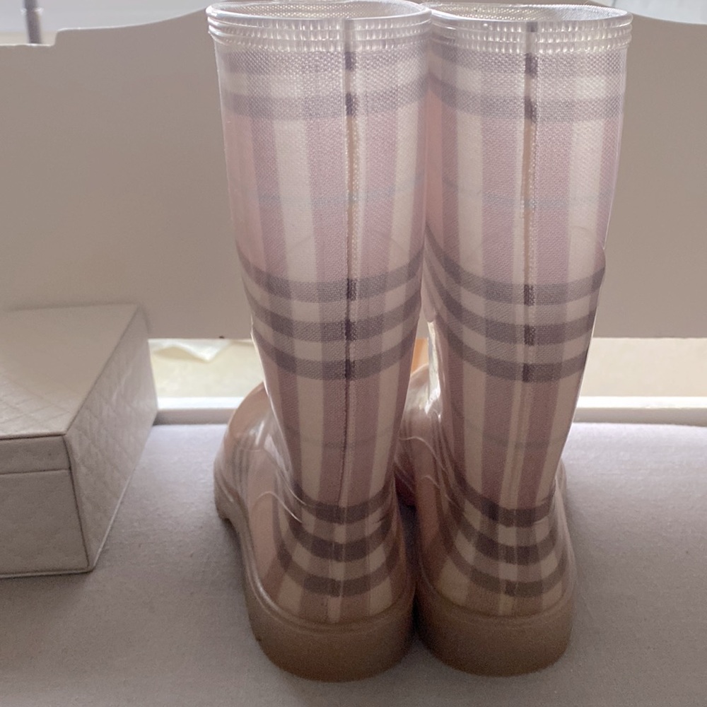 Burberry Pink Plaid Rain Boots - Picture 3 of 6
